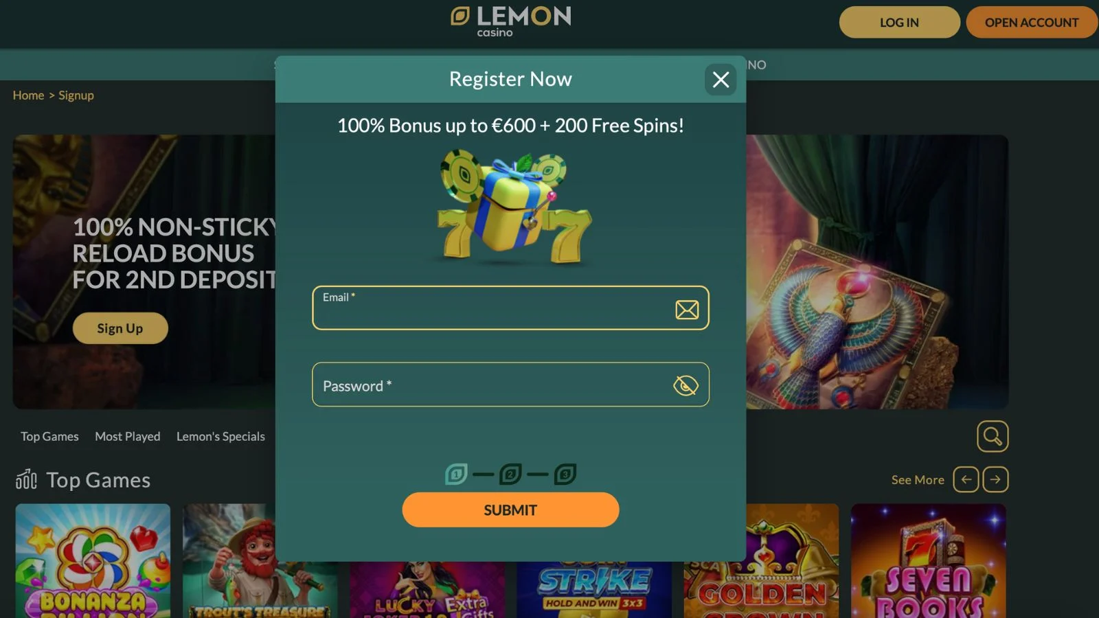 Lemon Casino Zrzut ekranu 1
